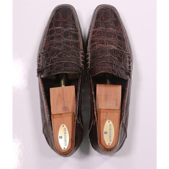 Prada Brown Crocodile Leather Penny Loafers Men's US 8.5 - Picture 5 of 13